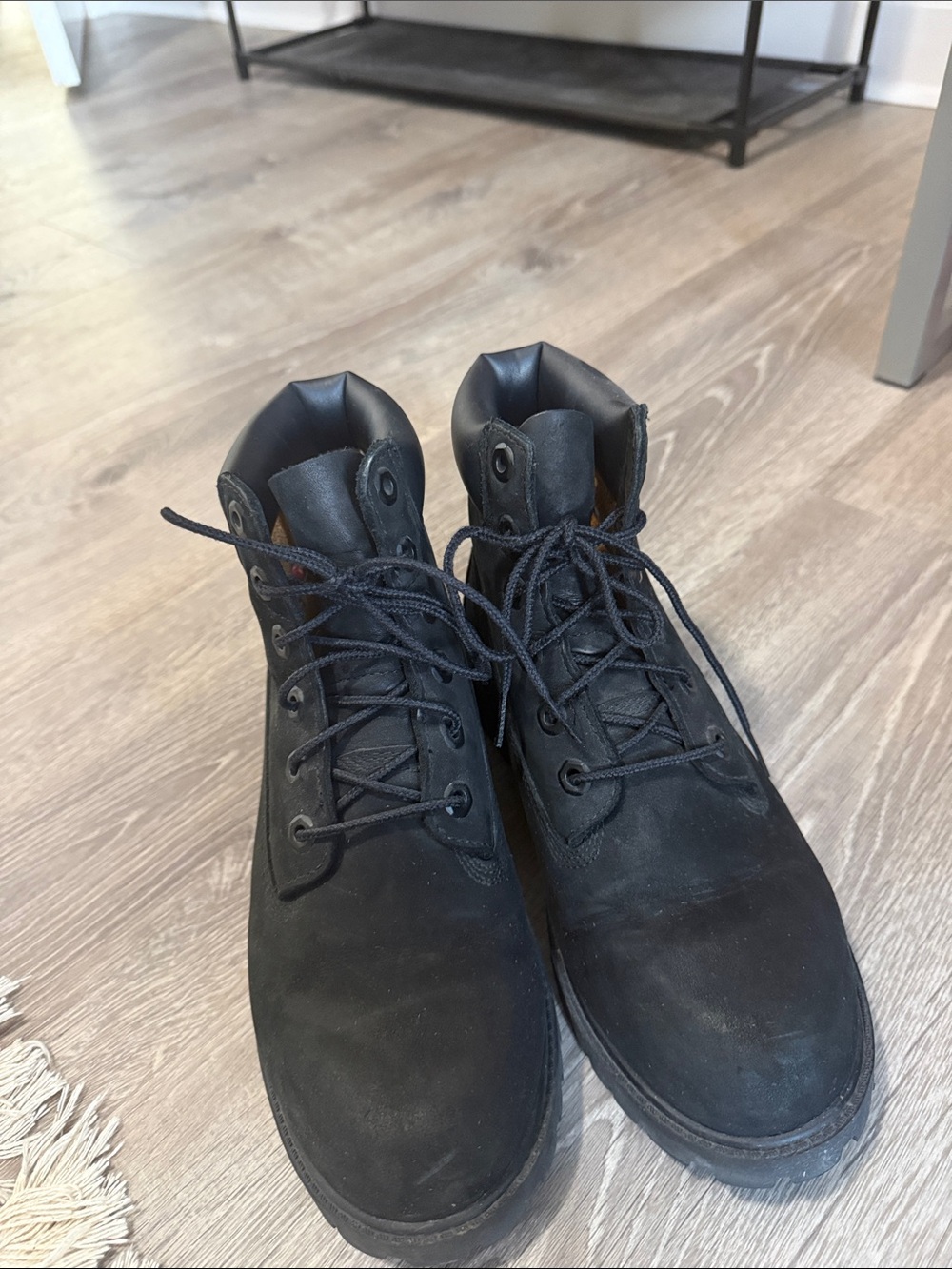 Timberland Black Lace-Up Nubuck Work Boots